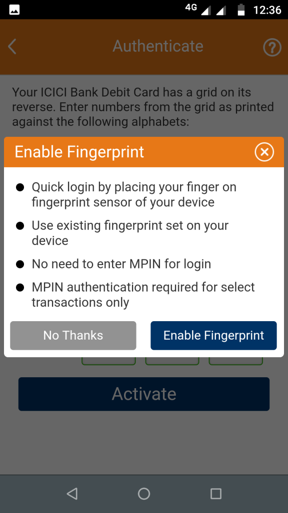 Enable fingerprint login in iMobile app