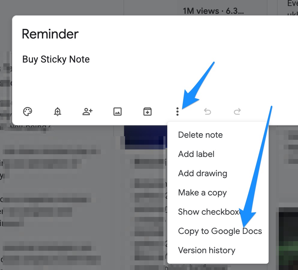 Google Keep - Copy To Google Docs
